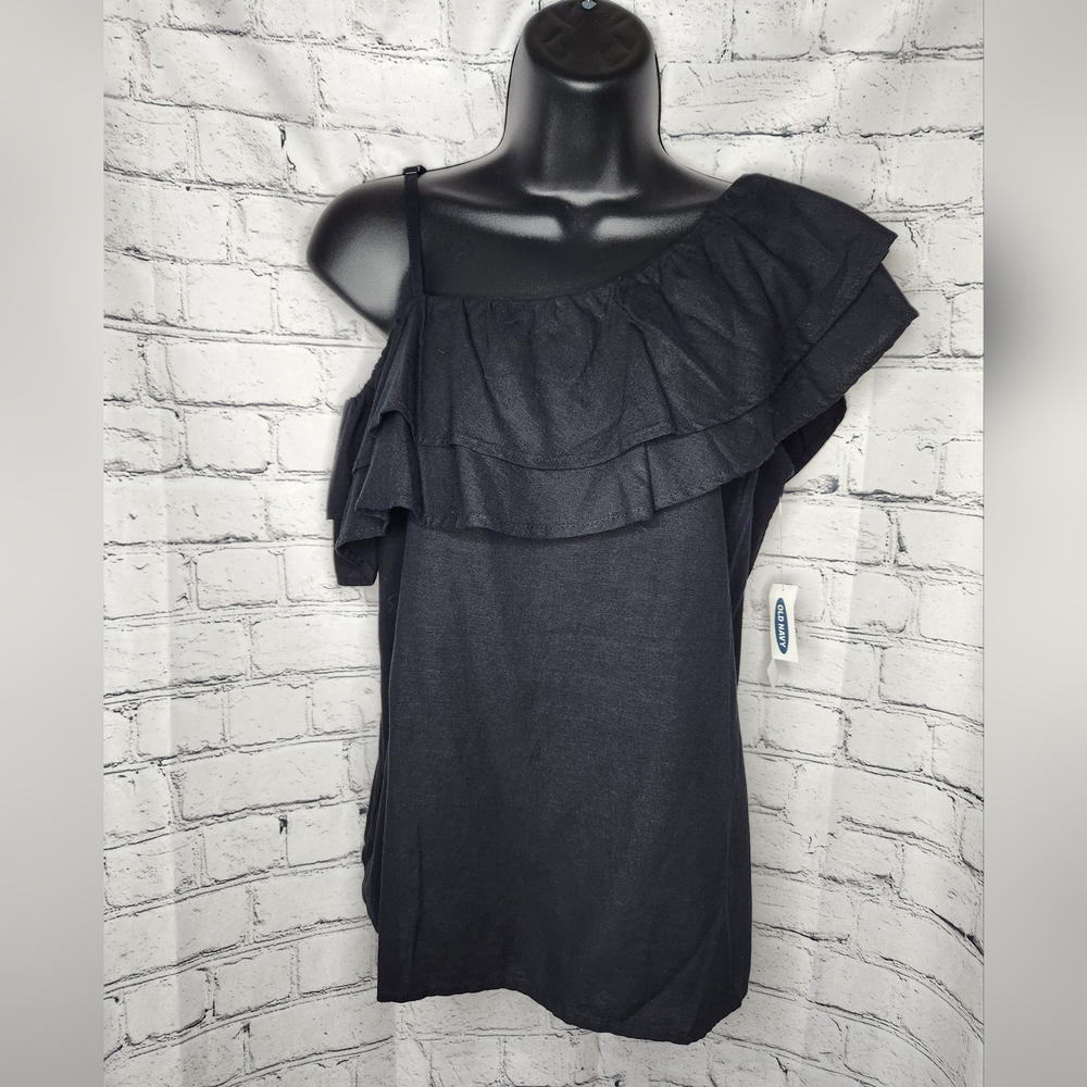 Old Navy NWT Black Ruffle One Shoulder Blouse Size‎ XS